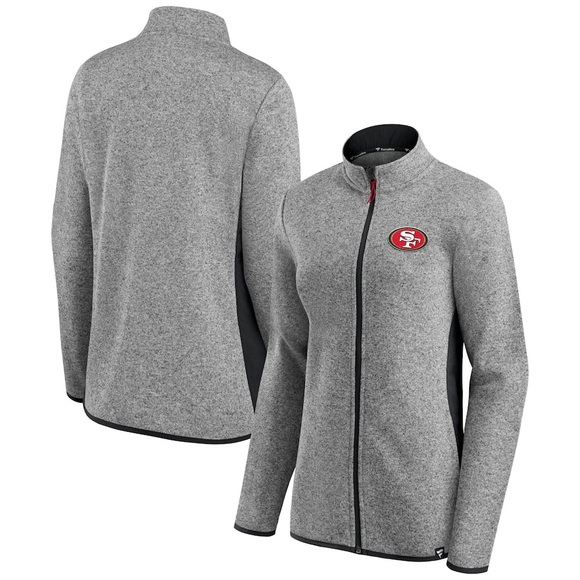 San Francisco 49ers Fanatics Women's Logo Full-Zip Jacket - Heathered Gray/Black - Picture 1 of 11